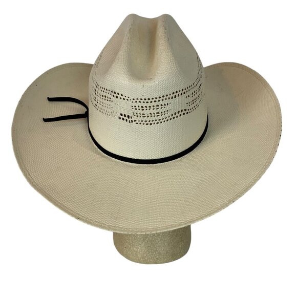 Wrangler Straw Cowboy Hat Natural Vented Crown Size 6-7/8 Western Style - Picture 4 of 10